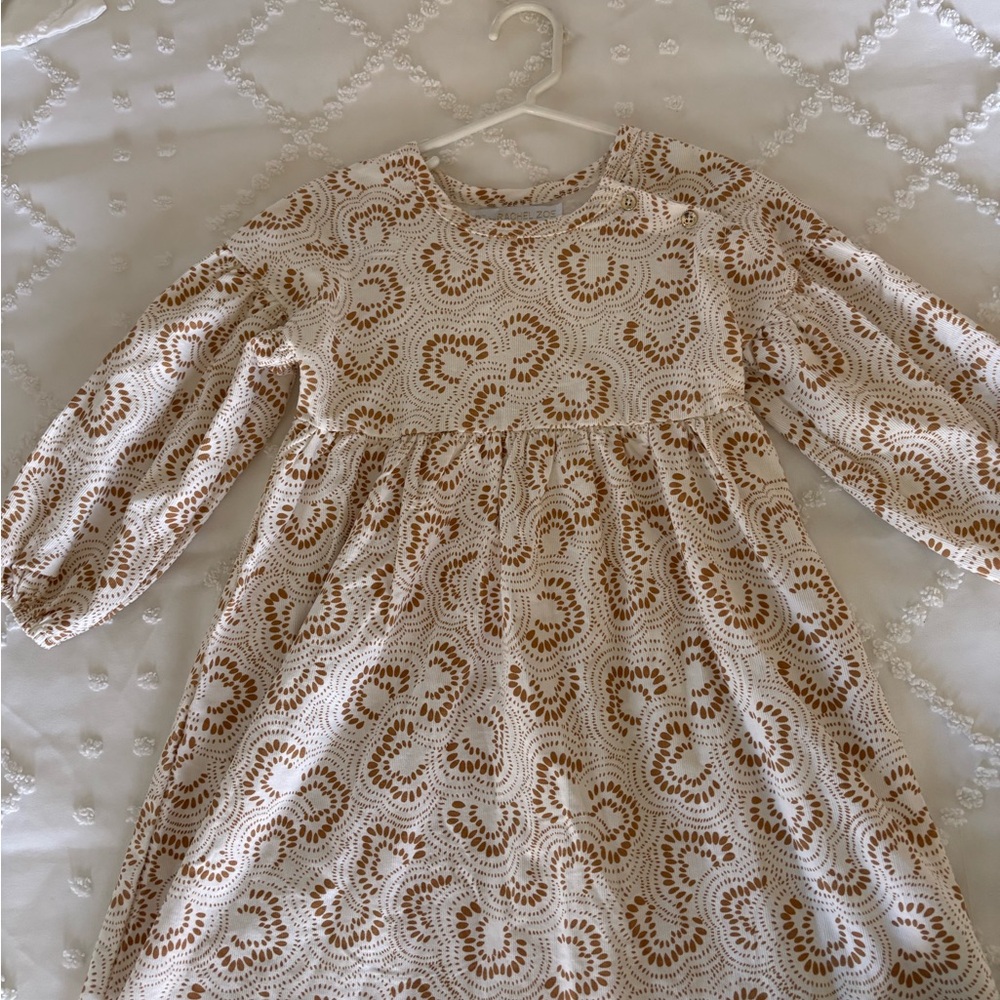 Rachel Zoe Brown and White Swirl Kids Dress